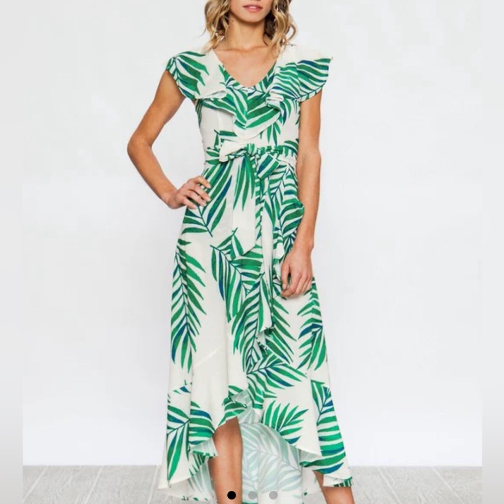 Tropical Palm Ruffle Maxi
